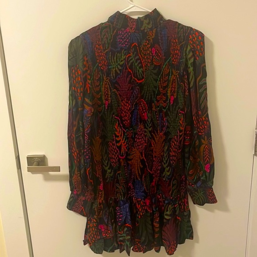 Farm Rio High Neck Long Sleeve Dress